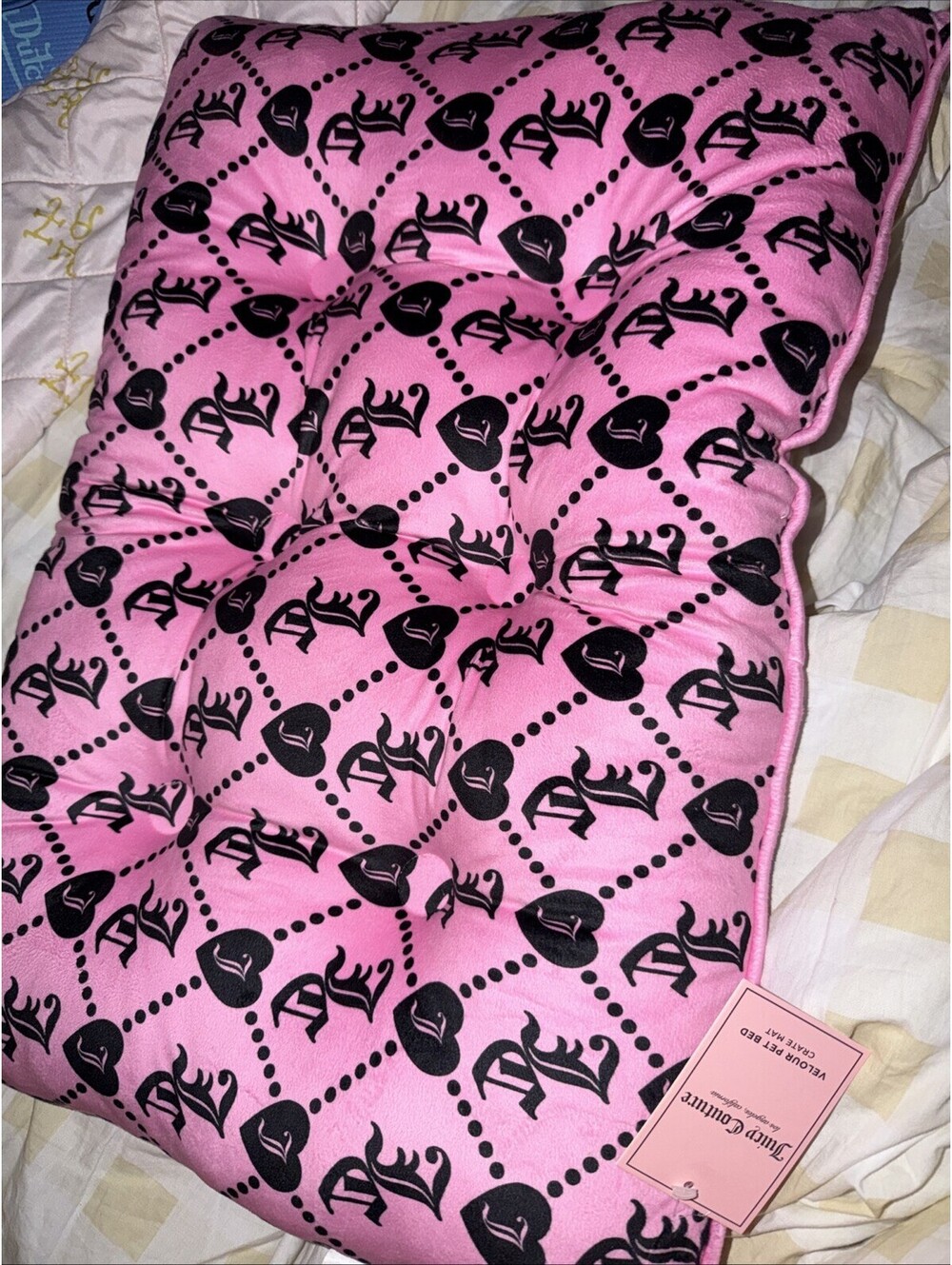 Juicy Couture Pink Velour Pet Bed Crate Mat